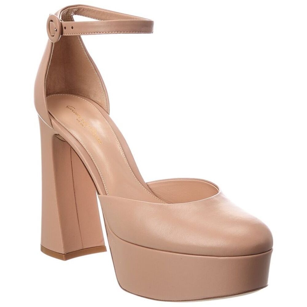 Gianvito Rossi Holly D'orsay Leather Platform Pump, Brown